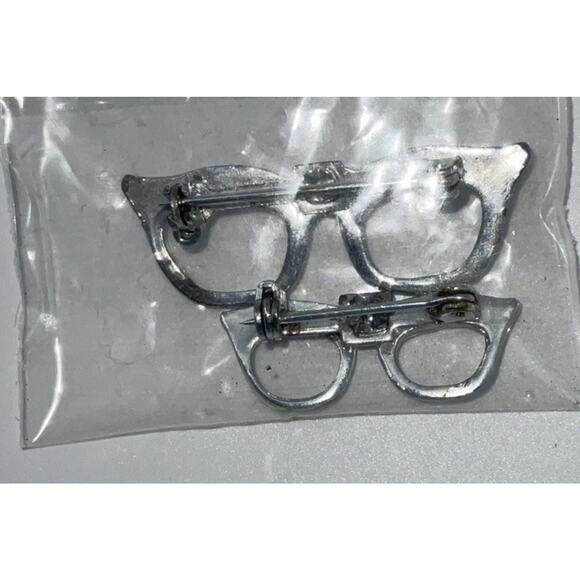 Vintage Cat Eyes Glasses Brooch/pin With 8 Stones - Picture 2 of 3